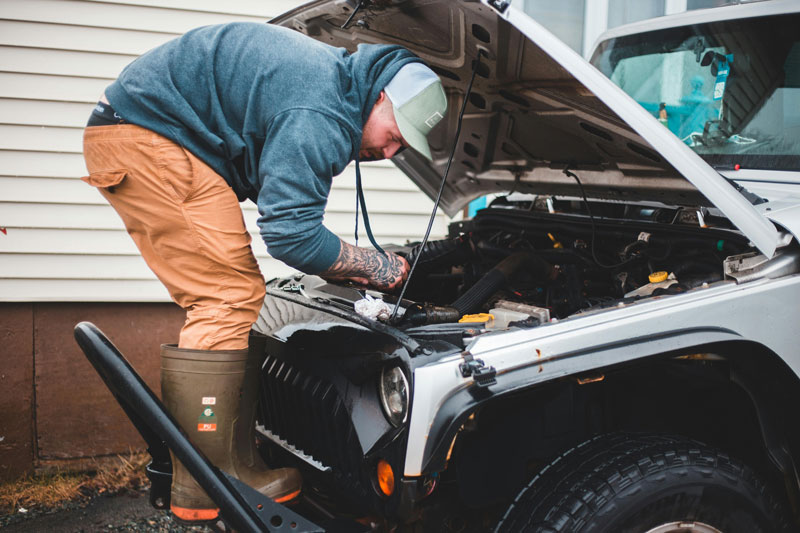 fixing a broken car engine